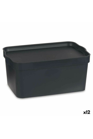 Sandėliavimo dėžutė su dangteliu Antracito Plastmasinis 7,5 L 21 x 14,2 x 32 cm (12 vnt.)