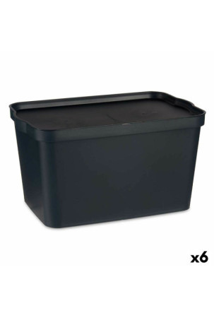 Sandėliavimo dėžutė su dangteliu Antracito Plastmasinis 24 L 29,3 x 24,5 x 45 cm (6 vnt.)