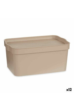 Sandėliavimo dėžutė su dangteliu Rusvai gelsva Plastmasinis 7,5 L 21,5 x 14,5 x 32 cm (12 vnt.)