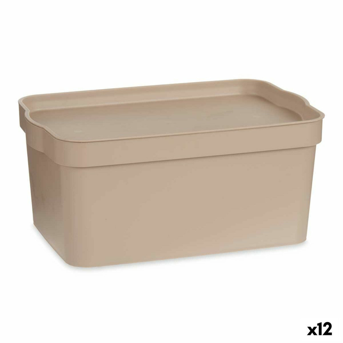 Sandėliavimo dėžutė su dangteliu Rusvai gelsva Plastmasinis 7,5 L 21,5 x 14,5 x 32 cm (12 vnt.)