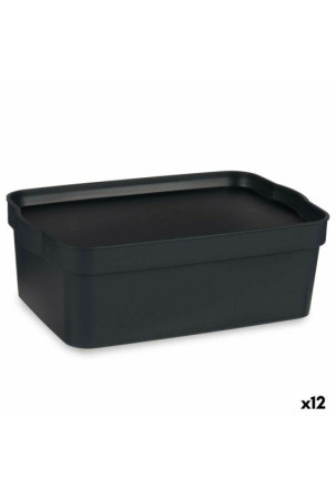 Sandėliavimo dėžutė su dangteliu Antracito Plastmasinis 6 L 21 x 11 x 32 cm (12 vnt.)