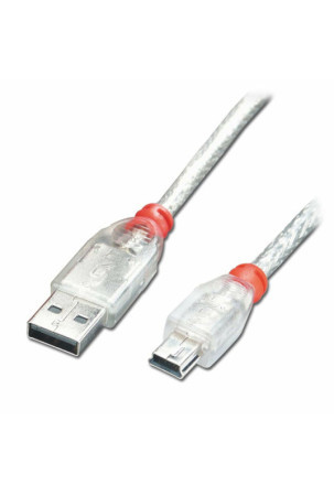 USB 2.0 A - Mini USB B kabelis LINDY 41783 Balta Skaidrus 2 m