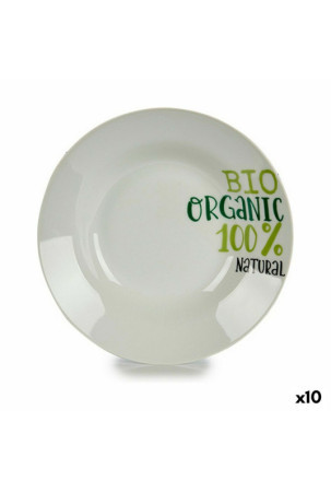 Gili lėkštė Organic Balta Žalia Ø 20,6 cm Porcelianas (10 vnt.)