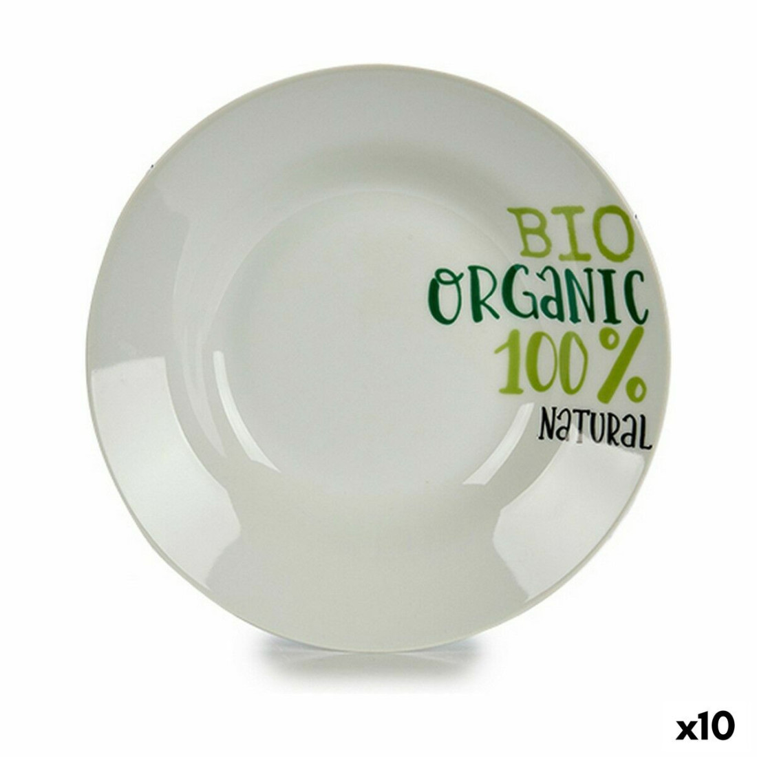 Gili lėkštė Organic Balta Žalia Ø 20,6 cm Porcelianas (10 vnt.)