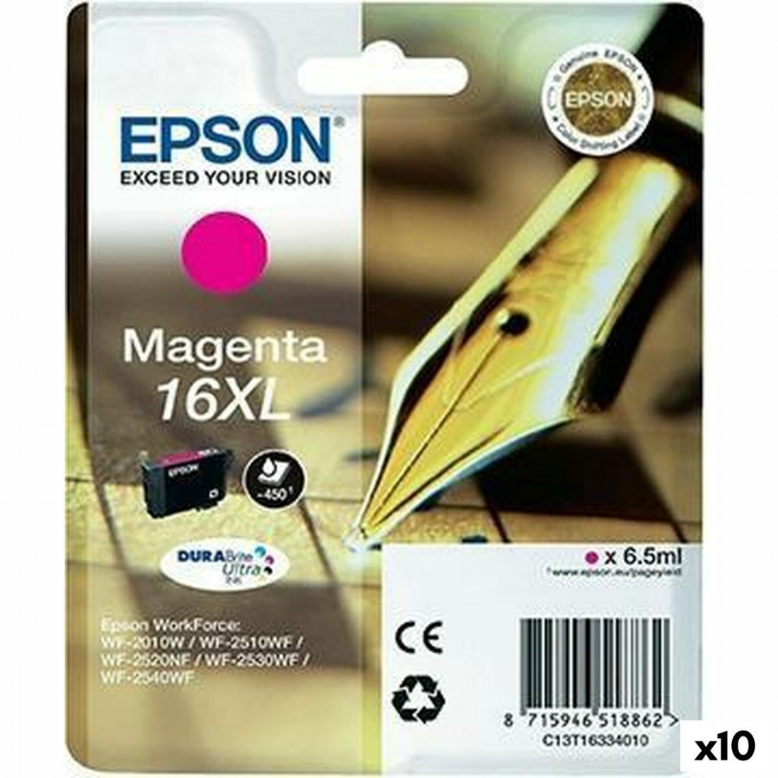 Originali rašalo kasetė Epson DURABRITE ULTRA INK - Nº16XL Rožinė (10 vnt.)