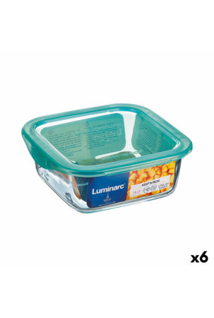 Kvadratinė pietų dėžutė su dangteliu Luminarc Keep'n Lagon 10 x 5,4 cm Turkis 380 ml Dvispalviais stiklas (6 vnt.)