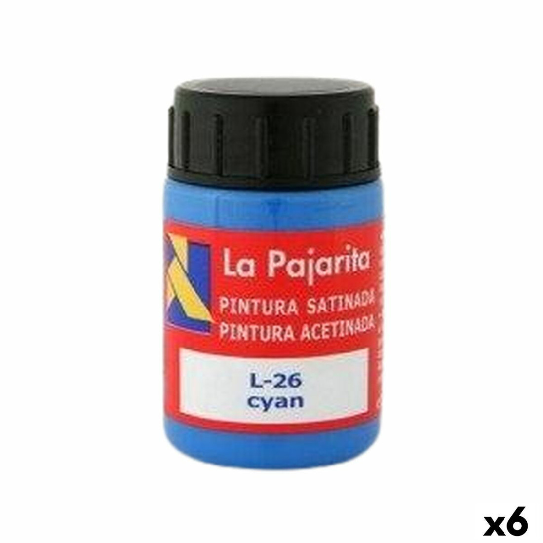 Tempera La Pajarita Cyan L-26 6 Dalys Mokykla Satino apdaila Mėlyna