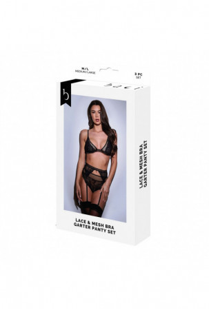 Apatiniai komplektai Baci Lingerie Juoda 3 Dalys (M/L)