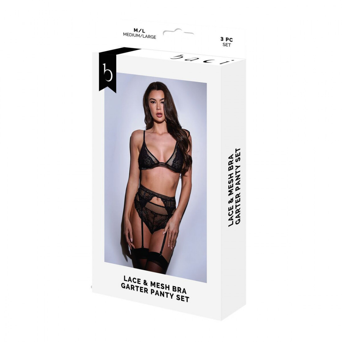 Apatiniai komplektai Baci Lingerie Juoda 3 Dalys (M/L)