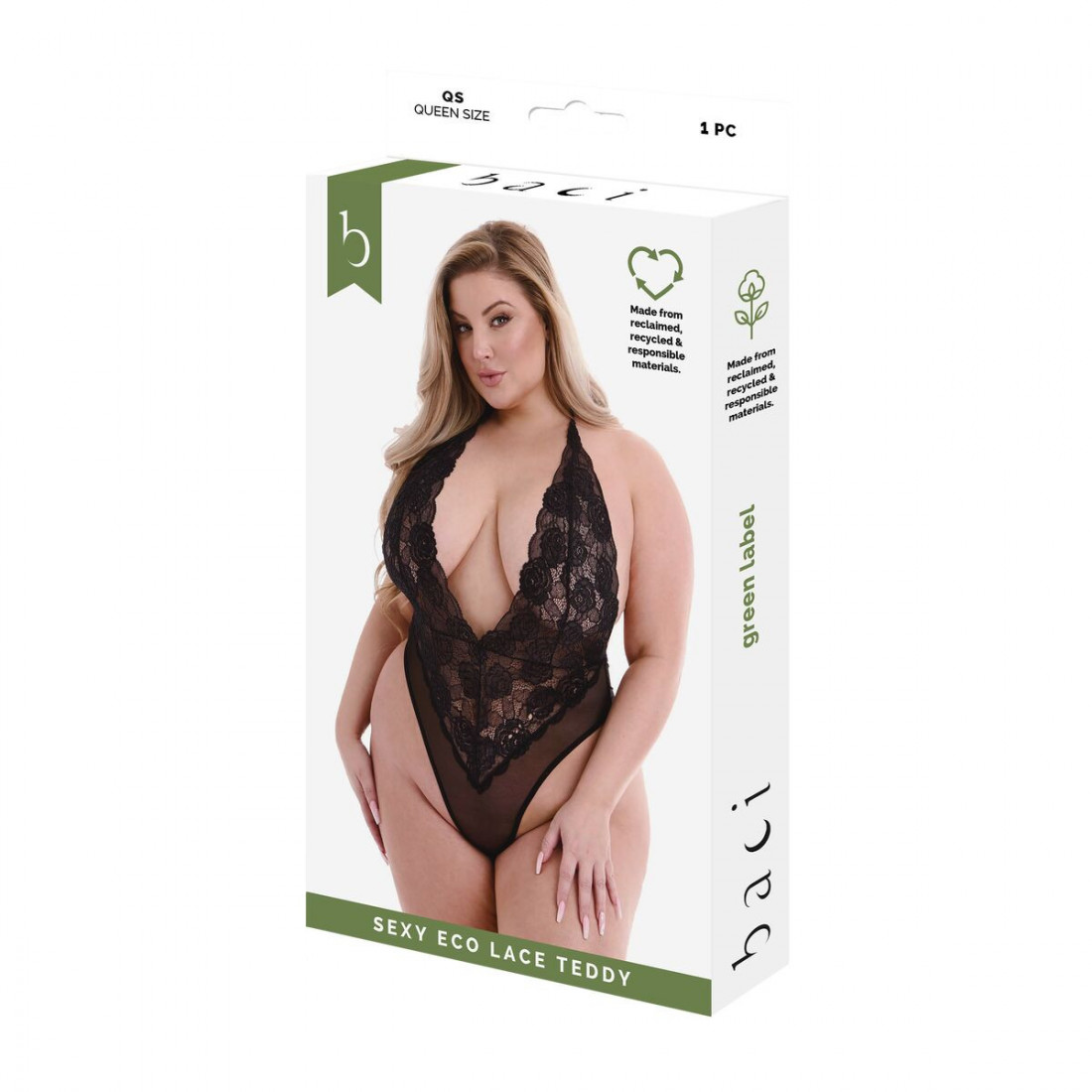 Apatiniai komplektai Baci Lingerie Eco Lace Teddy Juoda (Queen)