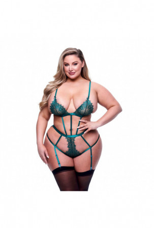 Apatiniai komplektai Baci Lingerie Lace Teddy Žalia (Queen)