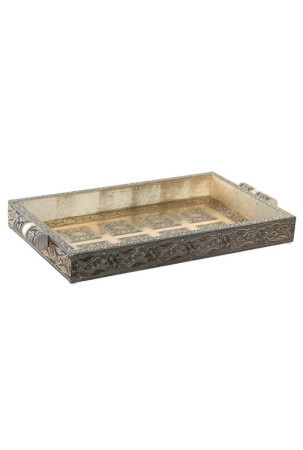 Padėklas DKD Home Decor Šampanas Medžio Metalinis 36 x 22 x 4 cm