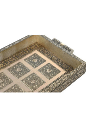 Padėklas DKD Home Decor Šampanas Medžio Metalinis 36 x 22 x 4 cm