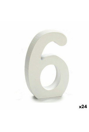 Numeriai 6 Medžio Balta (2 x 16 x 14,5 cm) (24 vnt.)