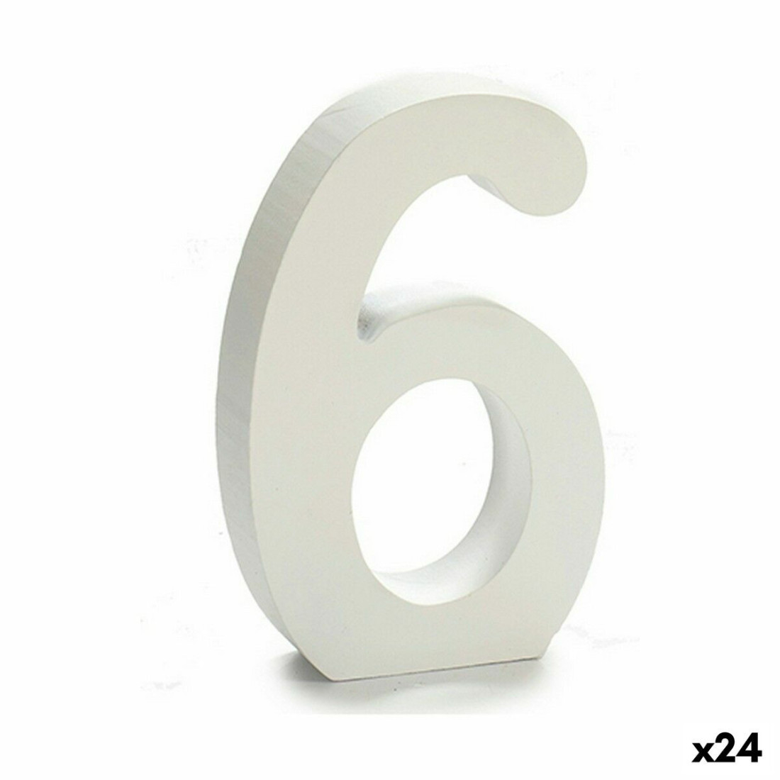 Numeriai 6 Medžio Balta (2 x 16 x 14,5 cm) (24 vnt.)