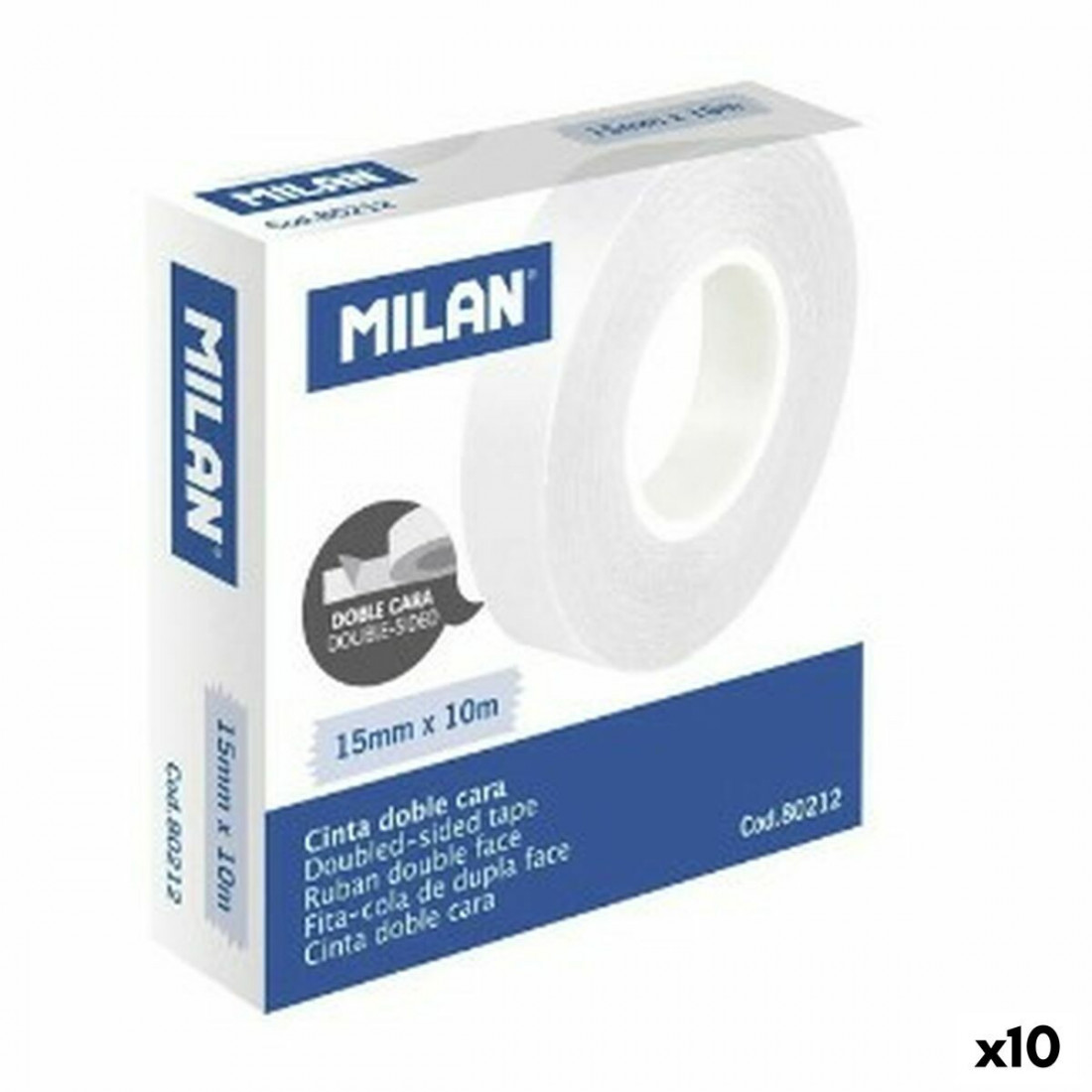 Dvipusė juosta Milan 15 mm 10 m Skaidrus (10 vnt.)