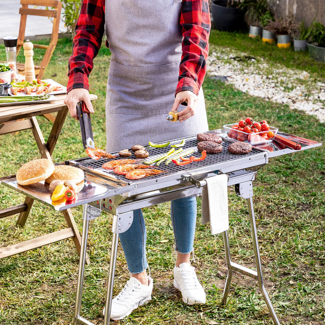 Nerūdijančio plieno sulankstoma anglies kepsninė ExelQ InnovaGoods