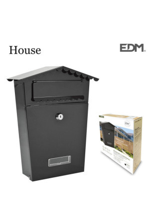 Pašto dėžutė EDM House 21 x 6 x 30 cm Juoda Plienas