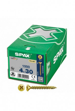 Varžtų dėžutė SPAX Yellox Z2 Plokščia galvutė 4,0 x 30 mm 1000 Unidades