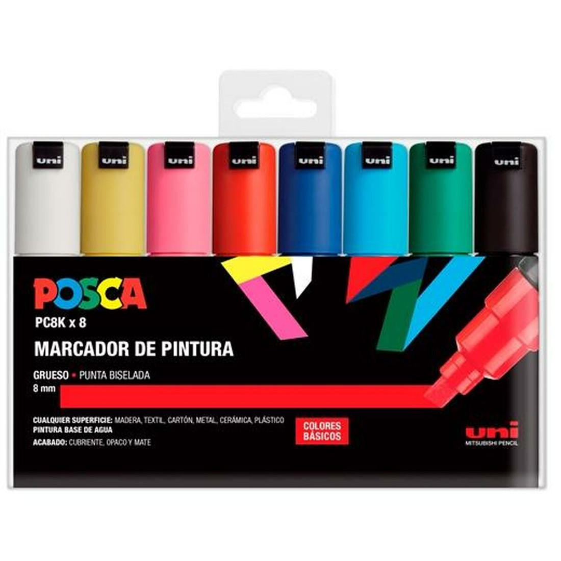 Žymeklių rinkinys POSCA PC-8K Spalvotas 8 mm 8 Dalys