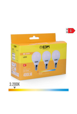 Pack of 3 LED bulbs EDM G 5 W E14 400 lm Ø 4,5 x 8 cm (3200 K)