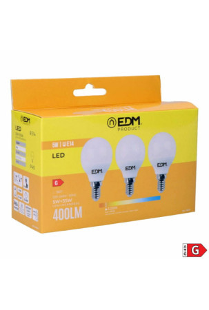 Pack of 3 LED bulbs EDM G 5 W E14 400 lm Ø 4,5 x 8 cm (3200 K)