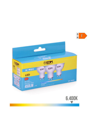 Pack of 3 LED bulbs EDM F 5 W GU10 450 lm Ø 5 x 5,5 cm (6400 K)