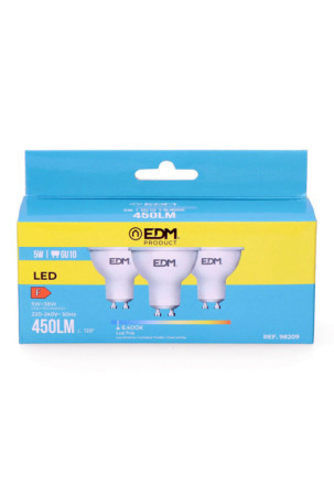 Pack of 3 LED bulbs EDM F 5 W GU10 450 lm Ø 5 x 5,5 cm (6400 K)