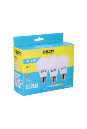 Pack of 3 LED bulbs EDM F 10 W E27 810 Lm Ø 6 x 10,8 cm (6400 K)