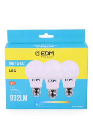 Pack of 3 LED bulbs EDM F 10 W E27 810 Lm Ø 6 x 10,8 cm (6400 K)