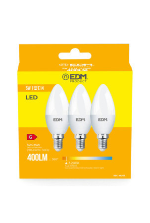 Pack of 3 LED bulbs EDM G 5 W E14 400 lm Ø 3,6 x 10 cm (3200 K)