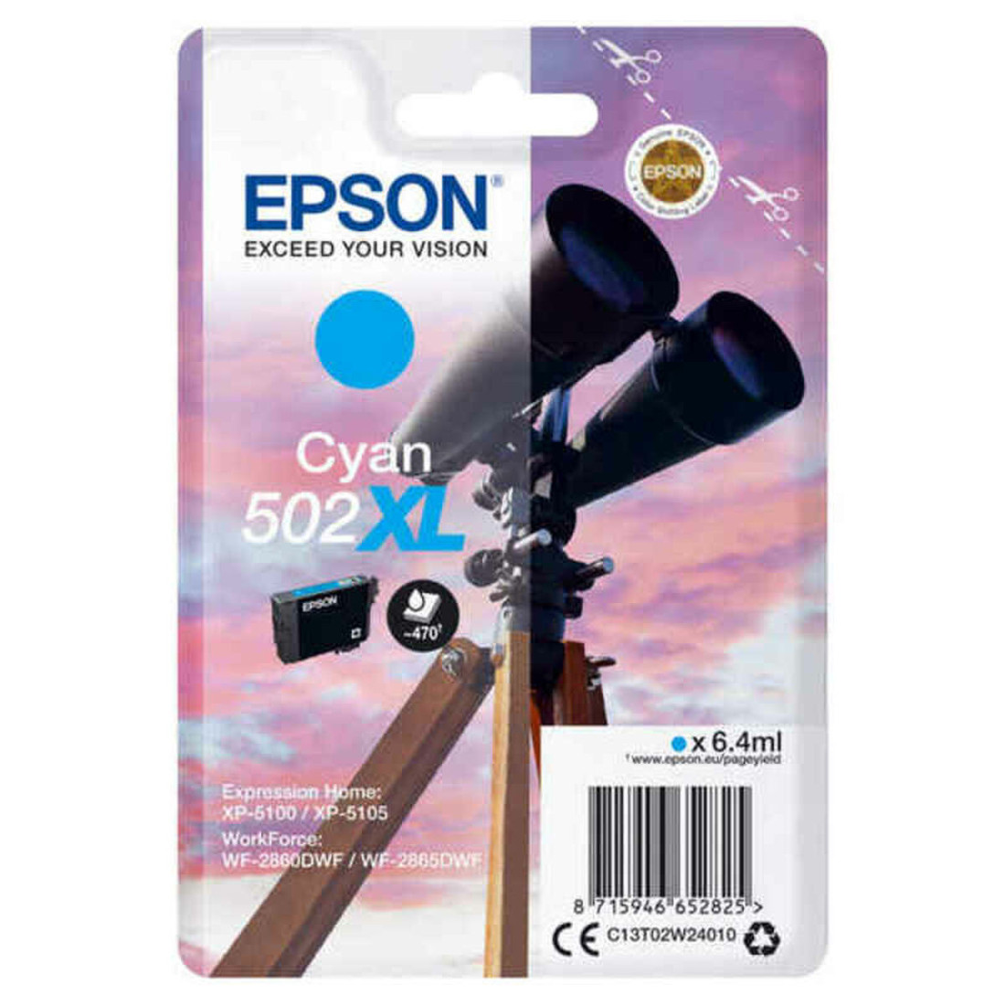 Originali rašalo kasetė Epson 502XL Ciano