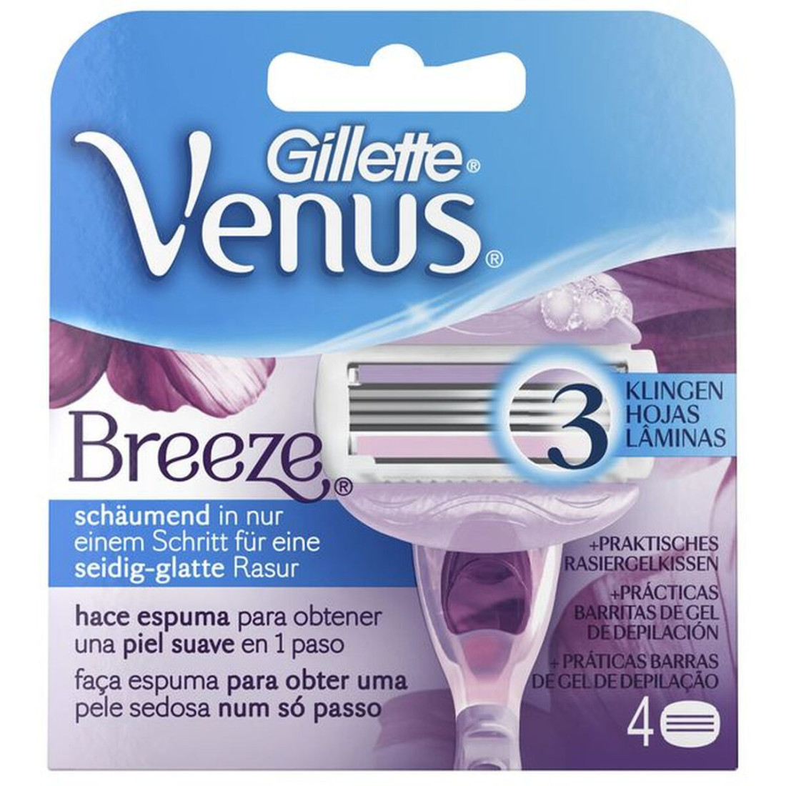 Keičiamas skustuvo peiliukas Gillette Venus Breeze 4 vnt.