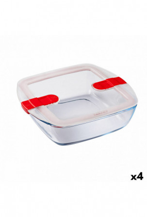 Hermetiška priešpiečių dėžutė Pyrex Cook & Heat 25 x 22 x 7 cm 2,2 L Skaidrus stiklas (4 vnt.)