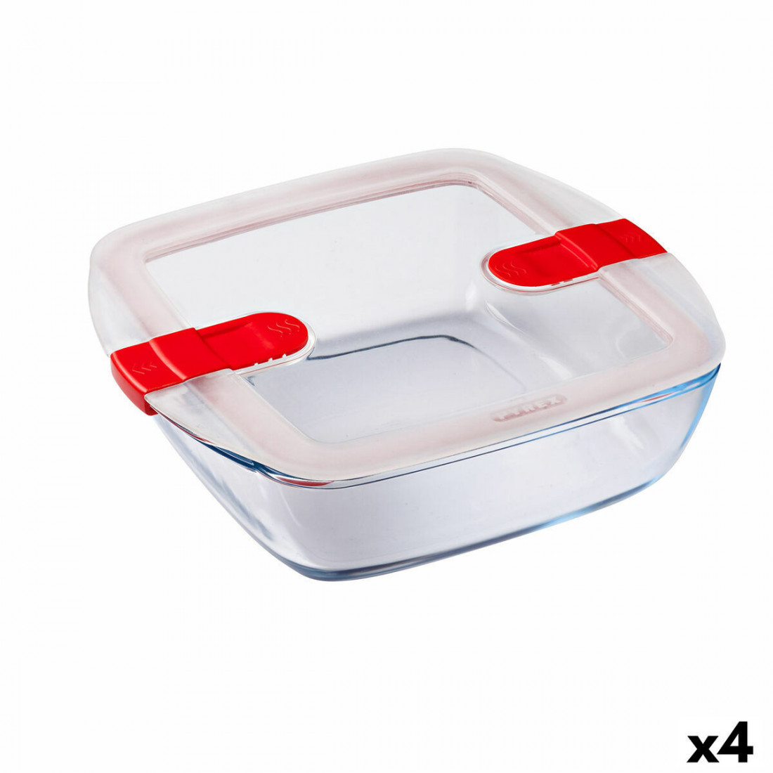 Hermetiška priešpiečių dėžutė Pyrex Cook & Heat 25 x 22 x 7 cm 2,2 L Skaidrus stiklas (4 vnt.)