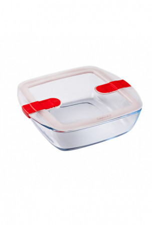 Hermetiška priešpiečių dėžutė Pyrex Cook & Heat 25 x 22 x 7 cm 2,2 L Skaidrus stiklas (4 vnt.)