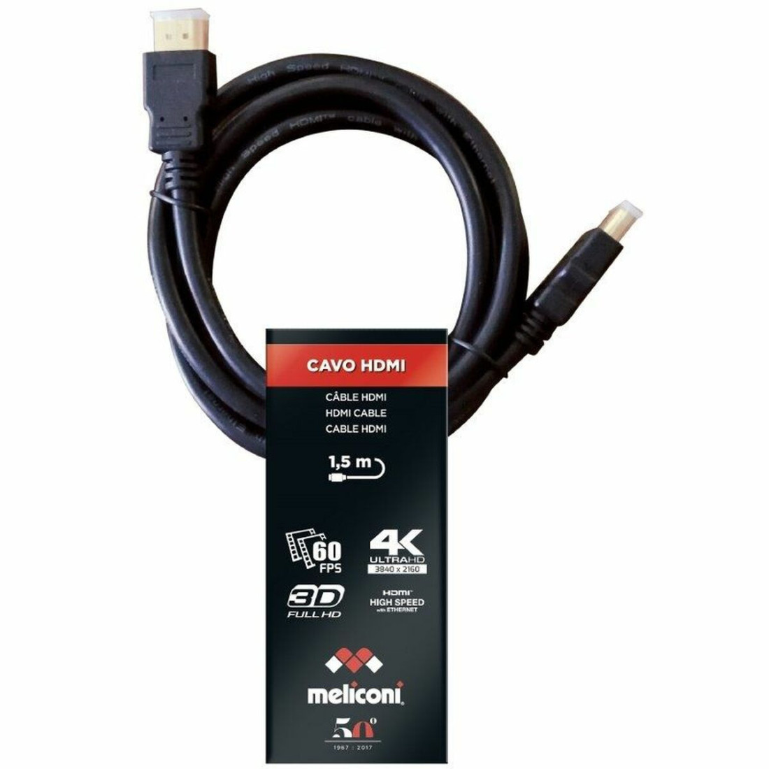 HDMI kabelis Meliconi 497002 1,5 m Juoda