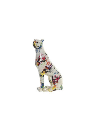 Dekoratyvinė figūrėlė DKD Home Decor Balta Spalvotas Leopardas Šiuolaikiškas 16 x 8 x 25 cm