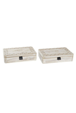 Dekoratyvinė spintelė DKD Home Decor Natūralus Medžio MDF 28 x 18 x 6,5 cm (2 vnt.)