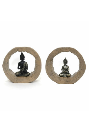 Dekoratyvinė figūrėlė DKD Home Decor Juoda Natūralus Buda 20,5 x 6 x 18,5 cm (2 vnt.)