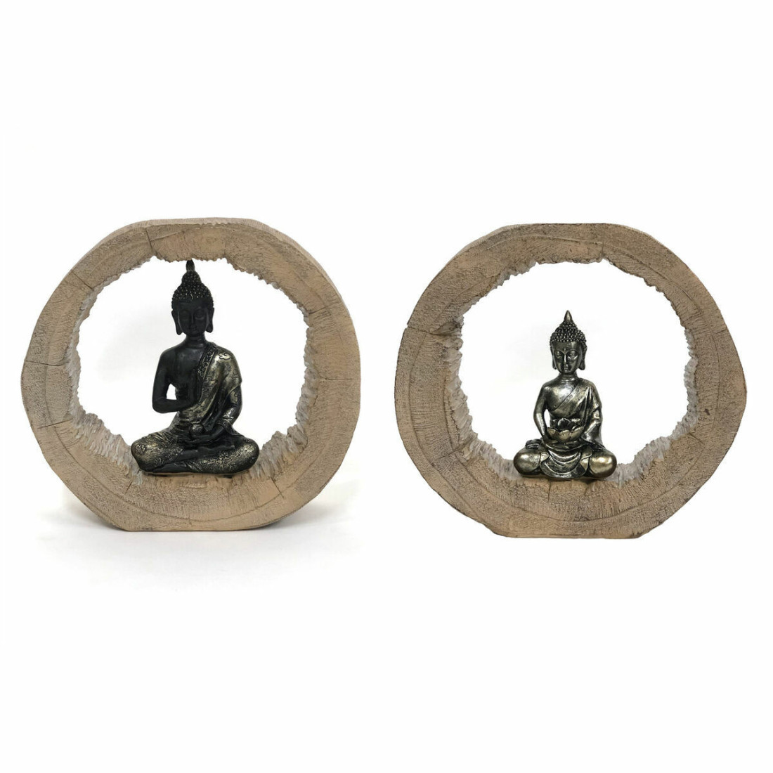 Dekoratyvinė figūrėlė DKD Home Decor Juoda Natūralus Buda 20,5 x 6 x 18,5 cm (2 vnt.)