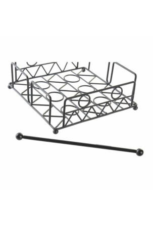 Servetėlės laikiklis DKD Home Decor Geometrinis Juoda Metalinis 18 x 18 x 7 cm